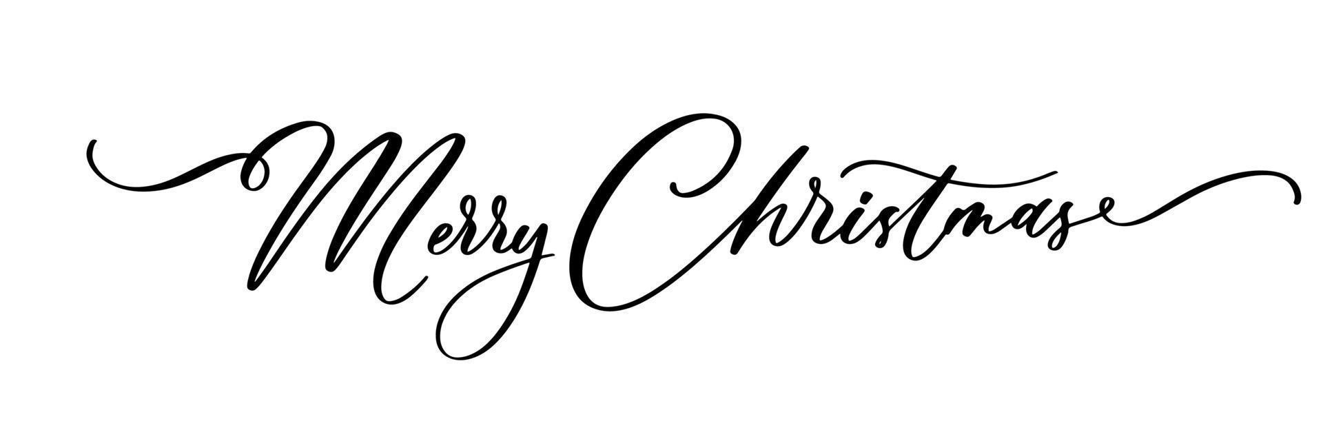 Merry Christmas vector brush lettering. Hand drawn modern brush calligraphy isolated on white background. Creative typography for Holiday greeting cards, banner.