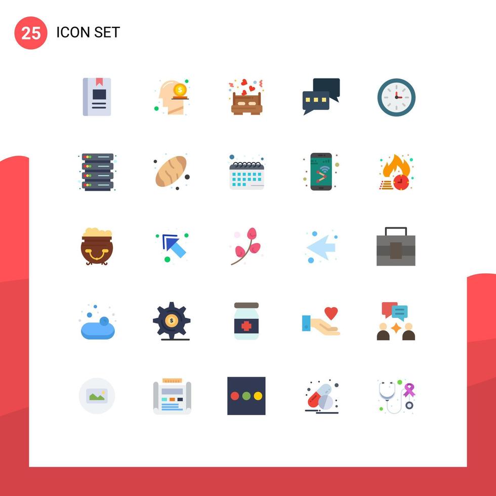 Modern Set of 25 Flat Colors and symbols such as device chat mind chatting love Editable Vector Design Elements