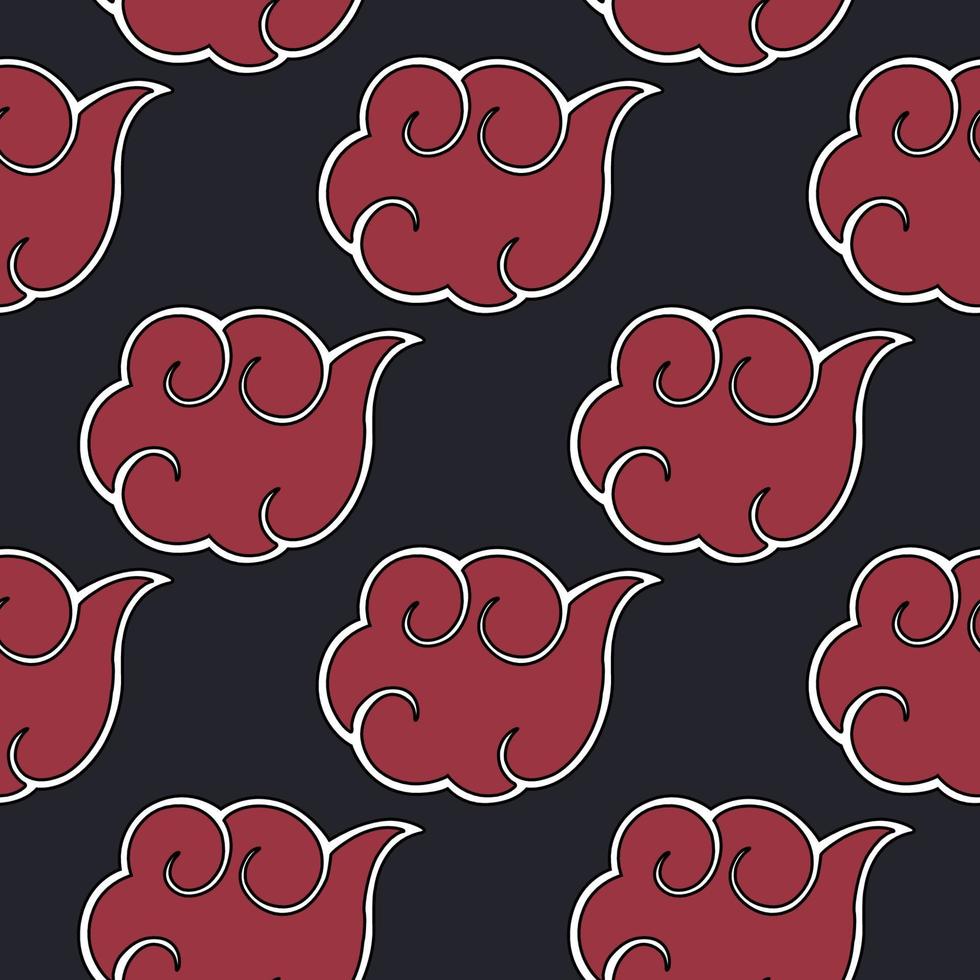 Seamless pattern with red clouds that surround the Village hidden in rain are the emblem vector