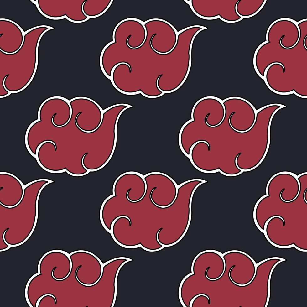 Seamless pattern with red clouds that surround the Village hidden in rain are the emblem vector