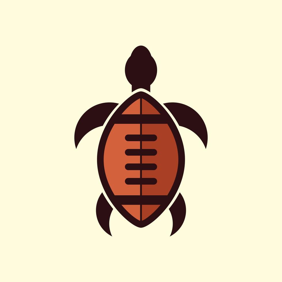 Turtle logo with rugby ball shaped shell vector