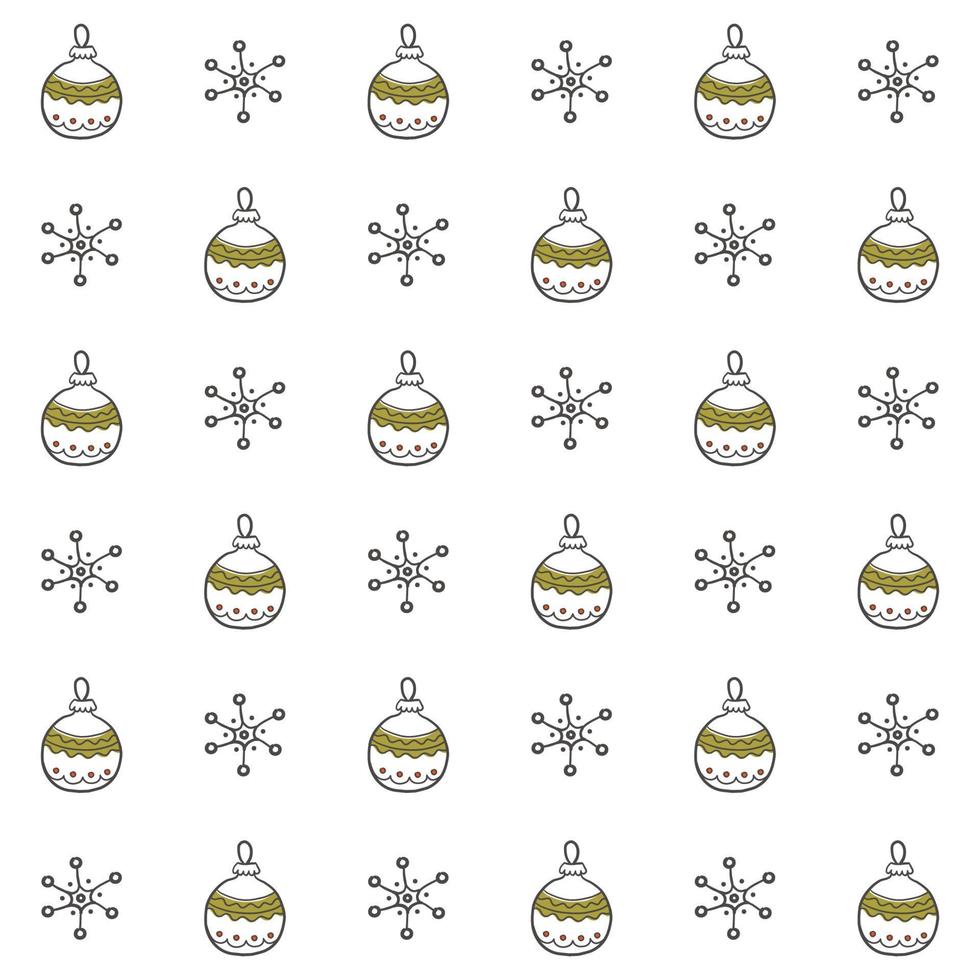 Seamless doodle style Christmas pattern. Cute background with Christmas or New Year elements. Vector illustration for wrapping paper, fabric, textile, scrapbooking.
