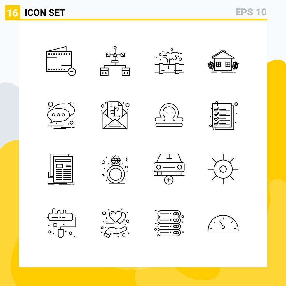 Universal Icon Symbols Group of 16 Modern Outlines of farming ecology development urban waste Editable Vector Design Elements