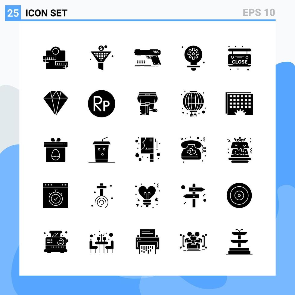 Modern 25 solid style icons Glyph Symbols for general use Creative Solid Icon Sign Isolated on White Background 25 Icons Pack Creative Black Icon vector background