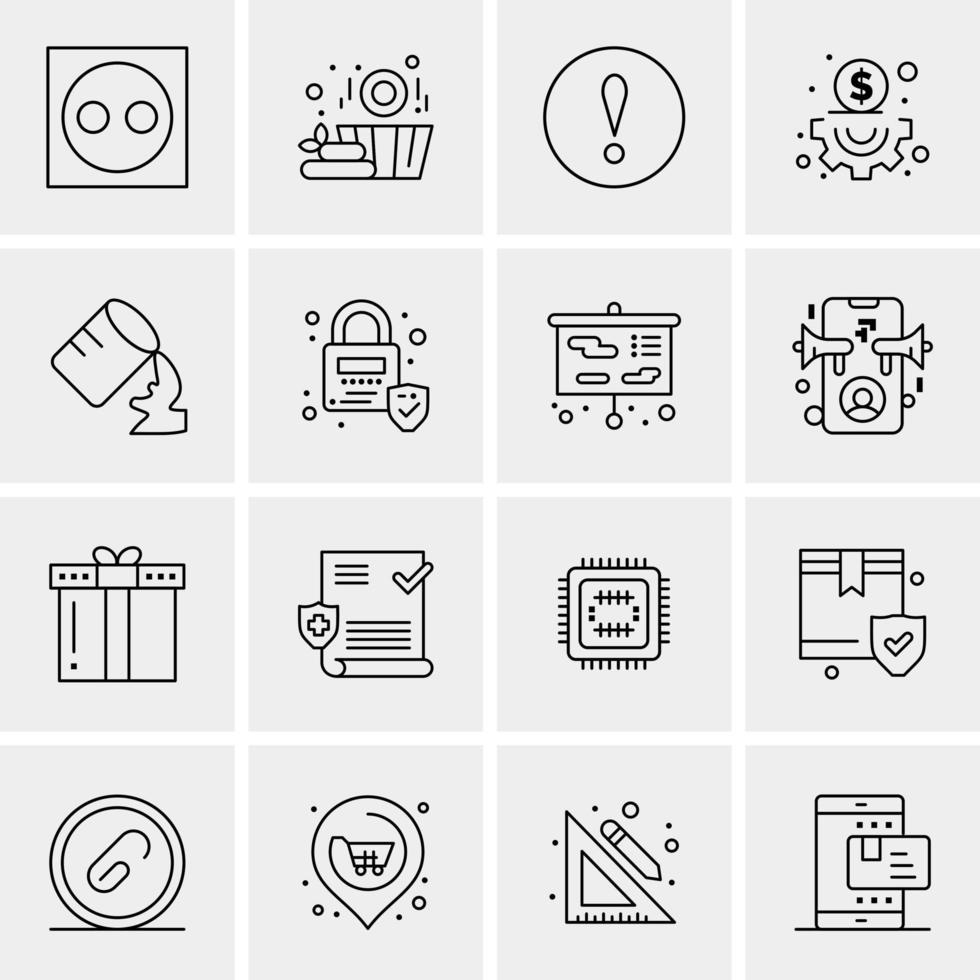 16 iconos de negocios universales vector ilustración de icono creativo para usar en proyectos relacionados con la web y dispositivos móviles