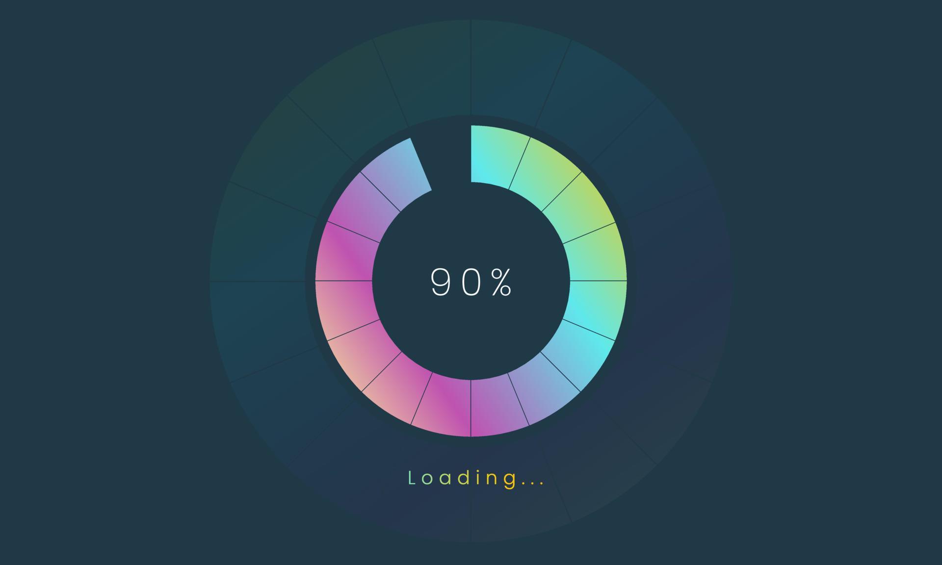 90 percent loading user interface, A Futuristic loading icon, colorful ...