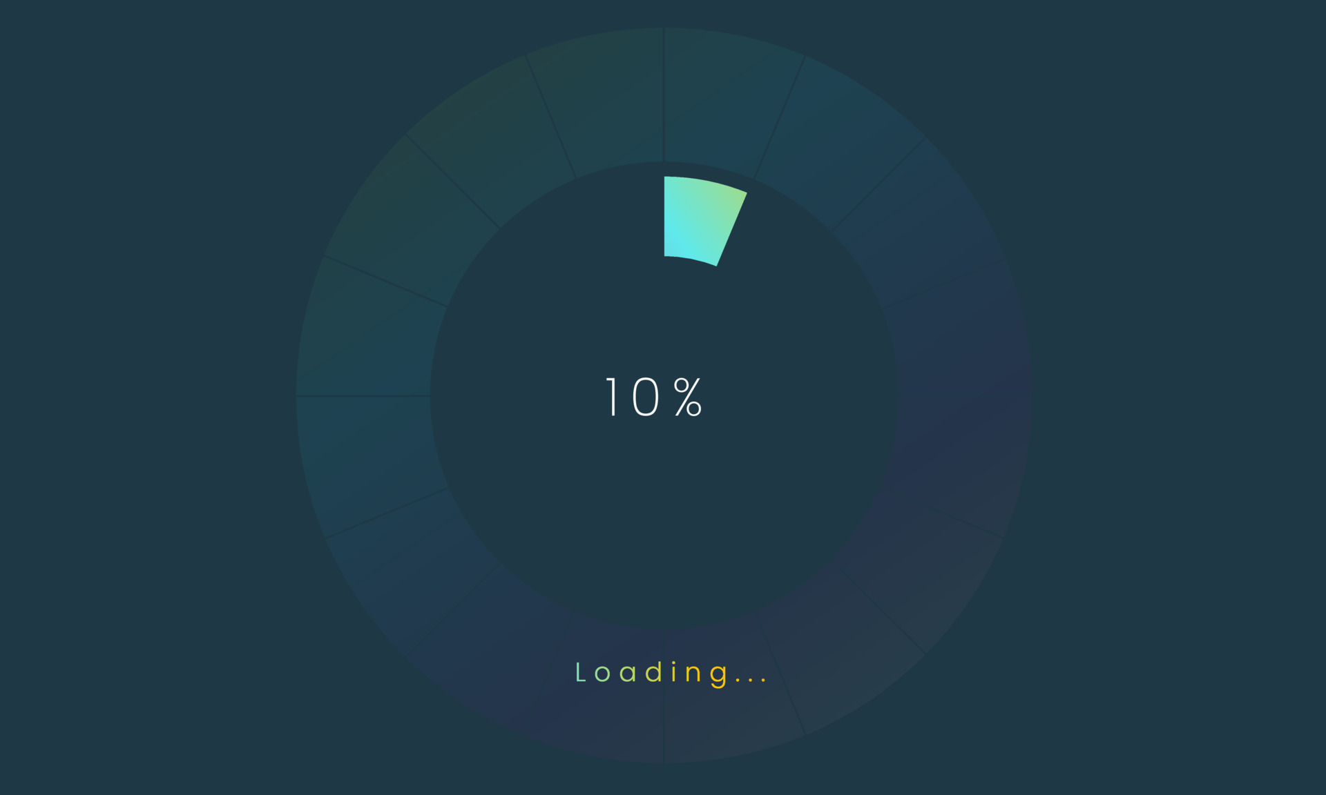 10 percent loading user interface, A Futuristic loading icon, colorful