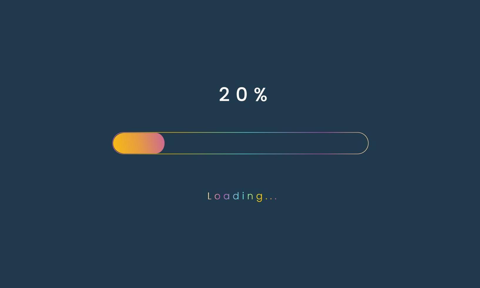 20 percent rainbow loading bar, luplouad user interface, colorful Futuristic loading symbol, a loading tap menu UI, use for Download progress, web design template, interface uploading design. vector