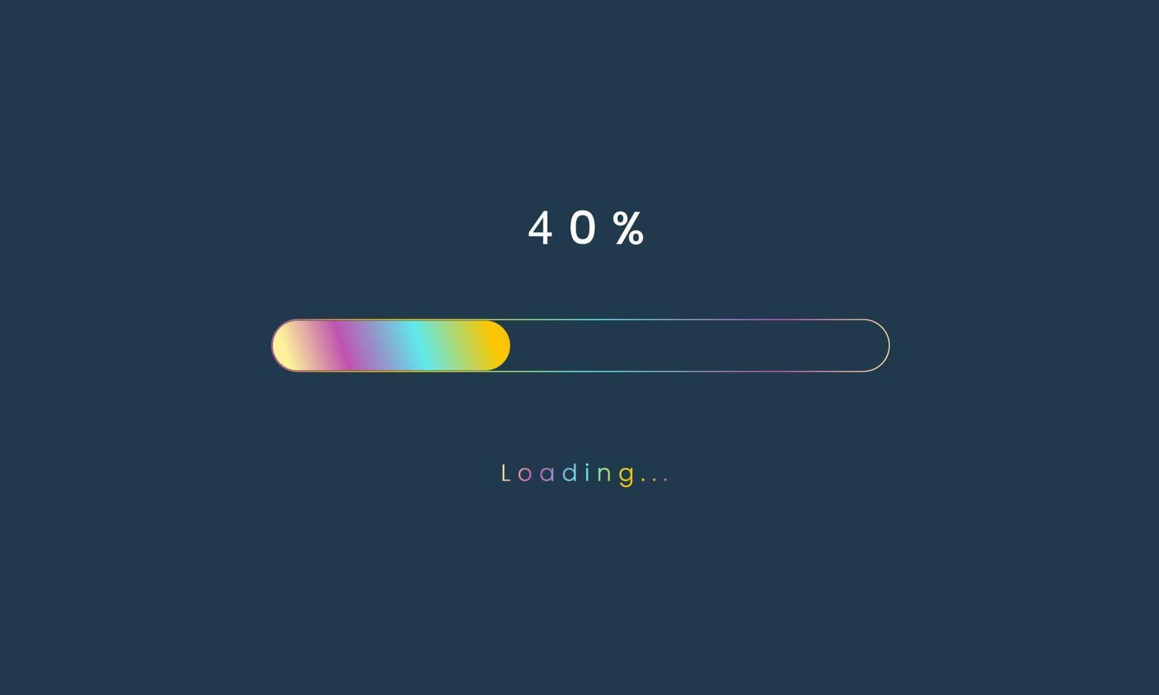 40 percent rainbow loading bar, luplouad user interface, colorful Futuristic loading symbol, a loading tap menu UI, use for Download progress, web design template, interface uploading design. vector