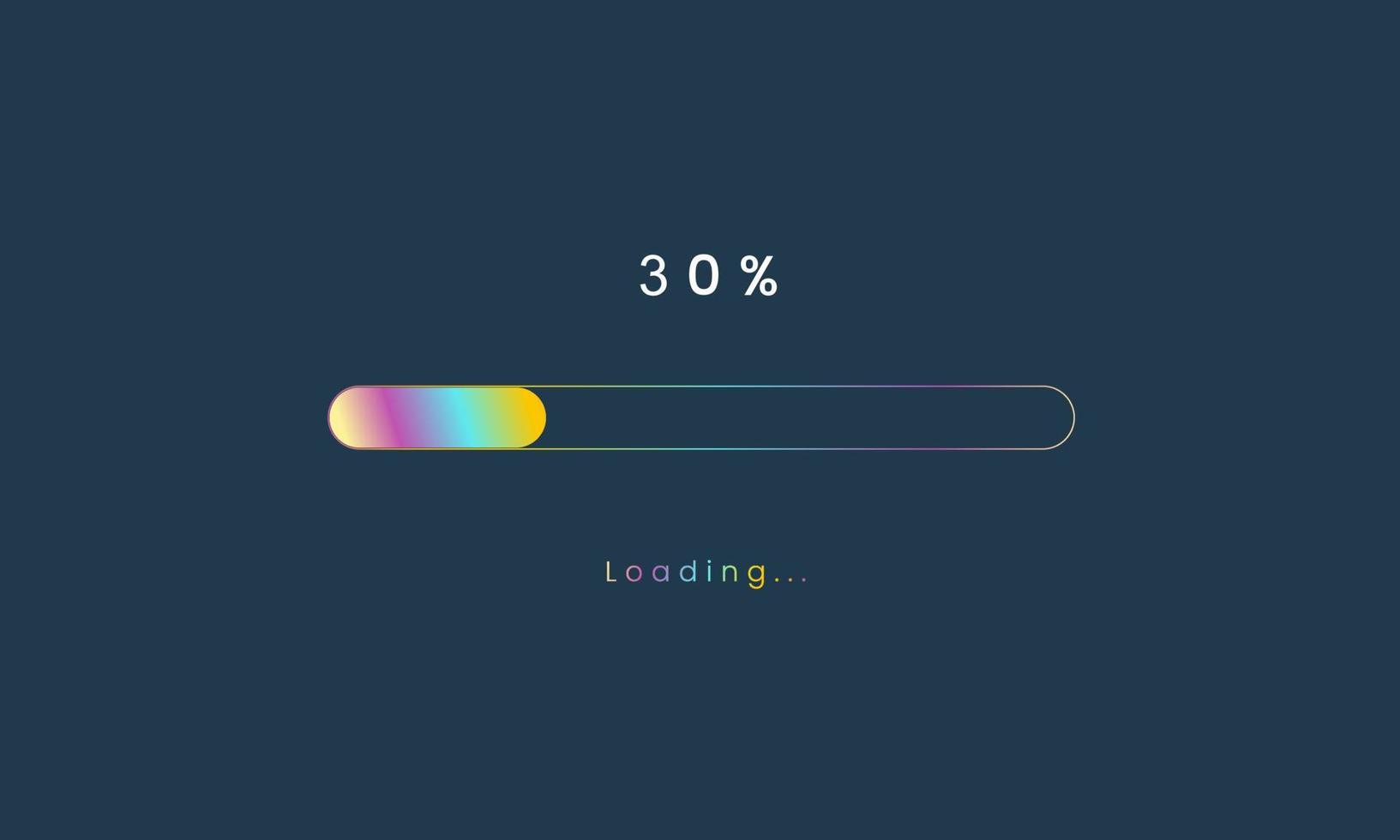 30 percent rainbow loading bar, luplouad user interface, colorful Futuristic loading symbol, a loading tap menu UI, use for Download progress, web design template, interface uploading design. vector