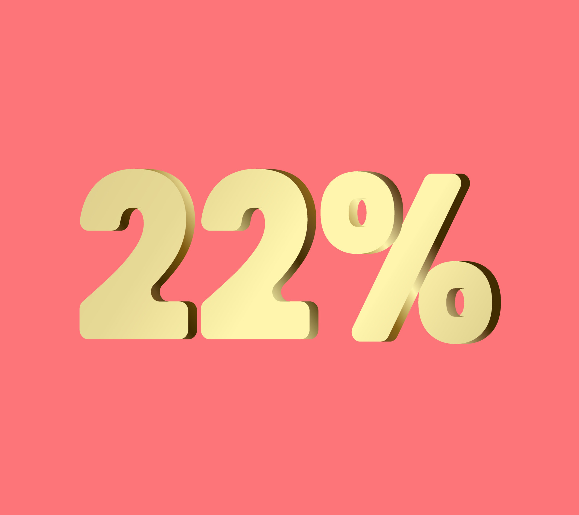 22 percent 3Ds Letter Golden, 3Ds Level Gold color, Twenty TWO 3D ...