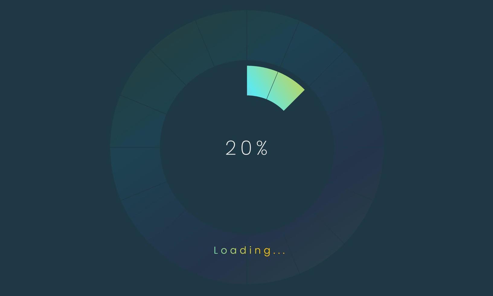 20 percent loading user interface, A Futuristic loading icon, colorful loading tap menu UI, use for Download progress, web design template, interface uploading design. vector