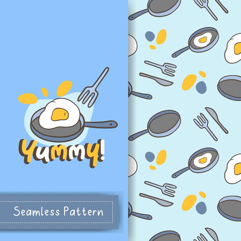 cute fried egg seamless pattern vector