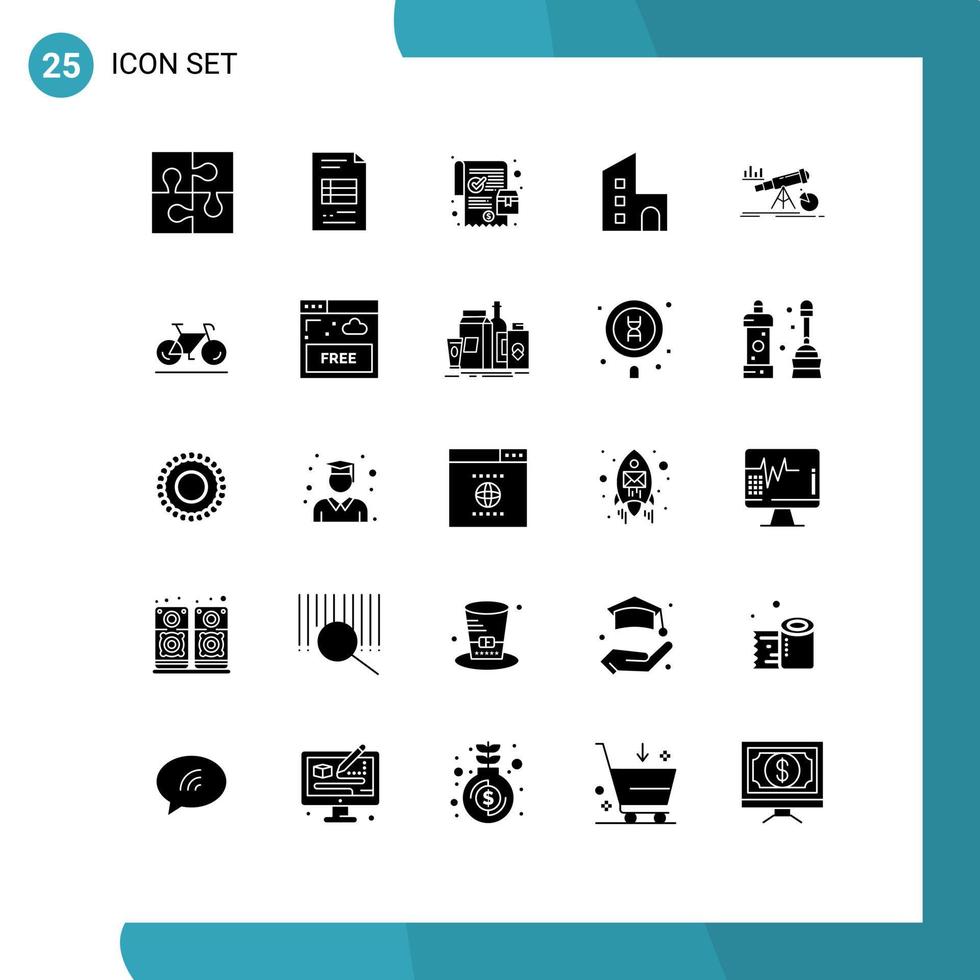 User Interface Pack of 25 Basic Solid Glyphs of property estate business building online order Editable Vector Design Elements