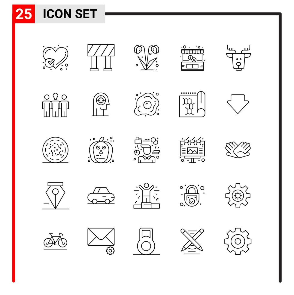 25 íconos generales para el diseño de sitios web, impresión y aplicaciones móviles 25 símbolos de contorno signos aislados en fondo blanco 25 icon pack creative black icon vector background