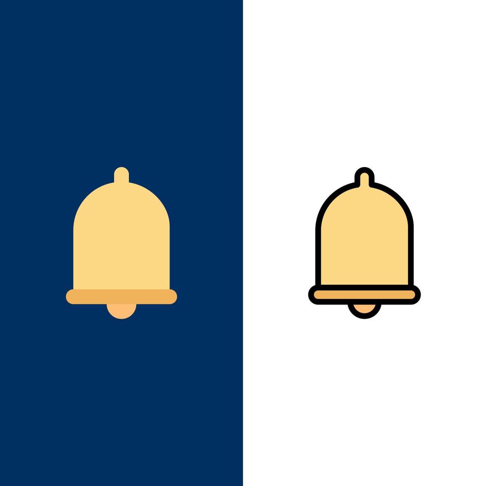 Alert Bell Notification Sound  Icons Flat and Line Filled Icon Set Vector Blue Background