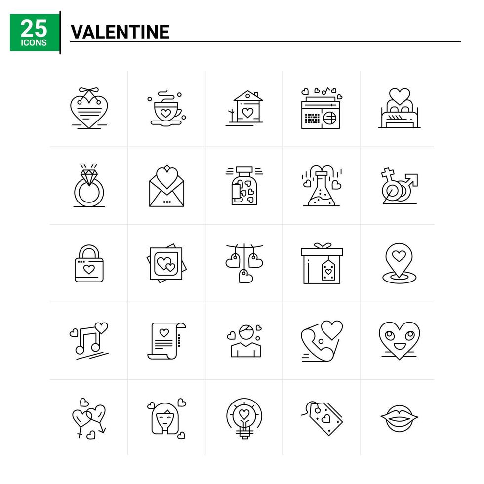 25 conjunto de iconos de san valentín fondo vectorial vector