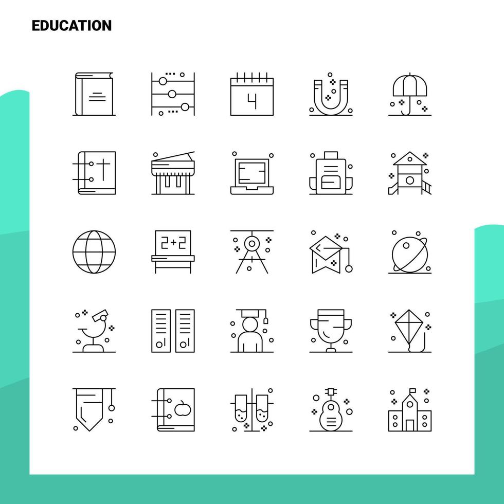 Set of Education Line Icon set 25 Icons Vector Minimalism Style Design Black Icons Set Linear pictogram pack