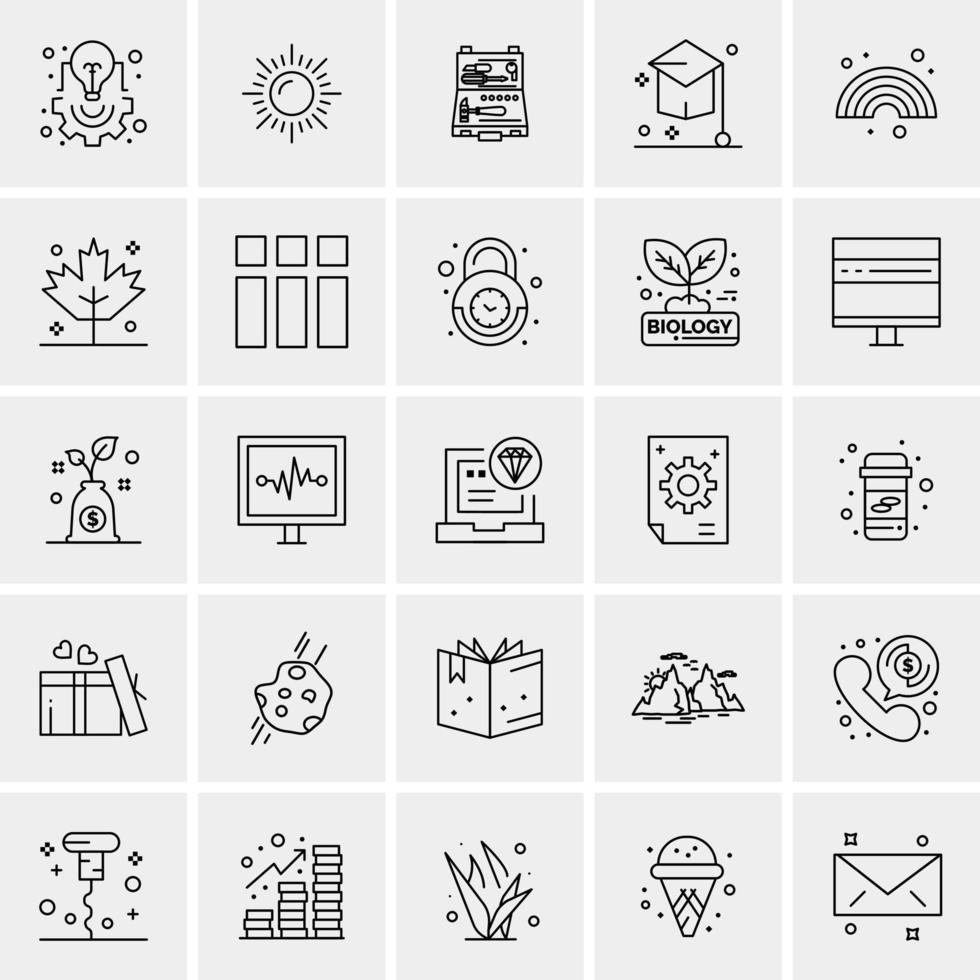 25 iconos de negocios universales vector ilustración de icono creativo para usar en proyectos relacionados con la web y dispositivos móviles