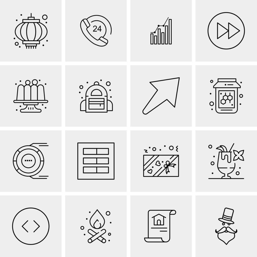 16 iconos de negocios universales vector ilustración de icono creativo para usar en proyectos relacionados con la web y dispositivos móviles