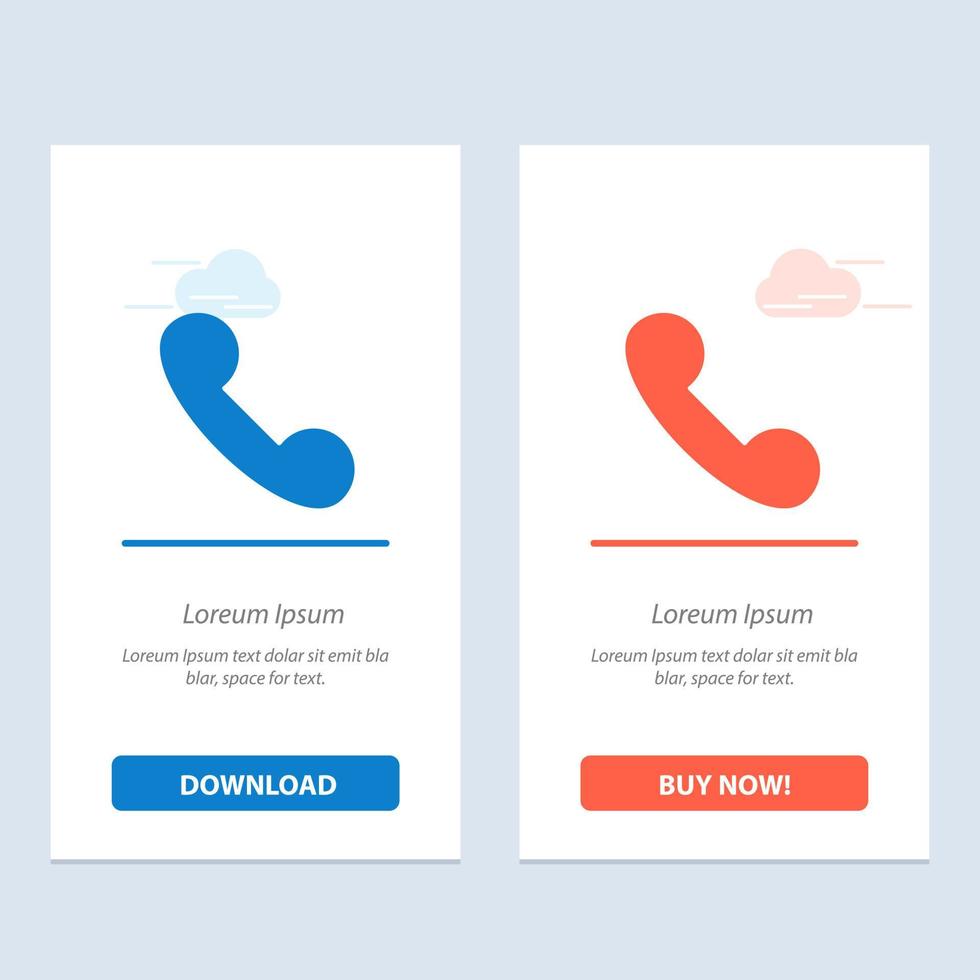 Call Incoming Telephone  Blue and Red Download and Buy Now web Widget Card Template vector