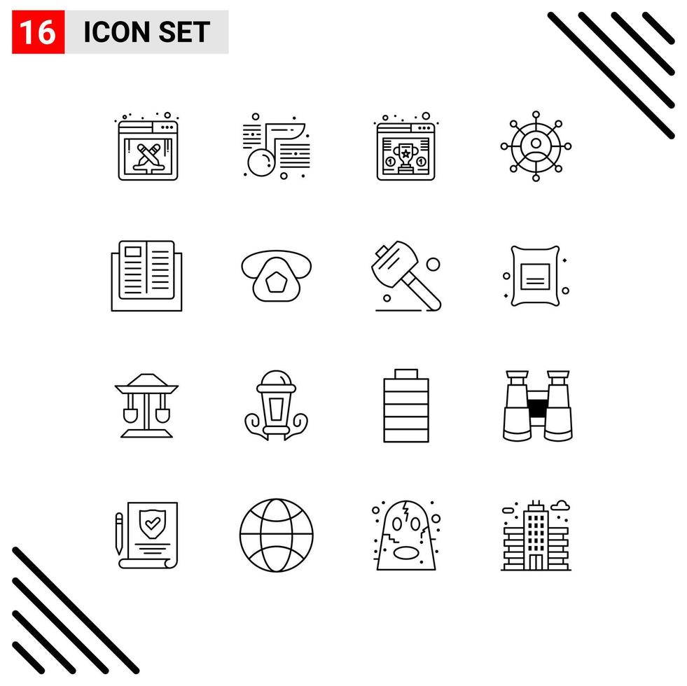 Universal Icon Symbols Group of 16 Modern Outlines of knowledge e awards technology business Editable Vector Design Elements