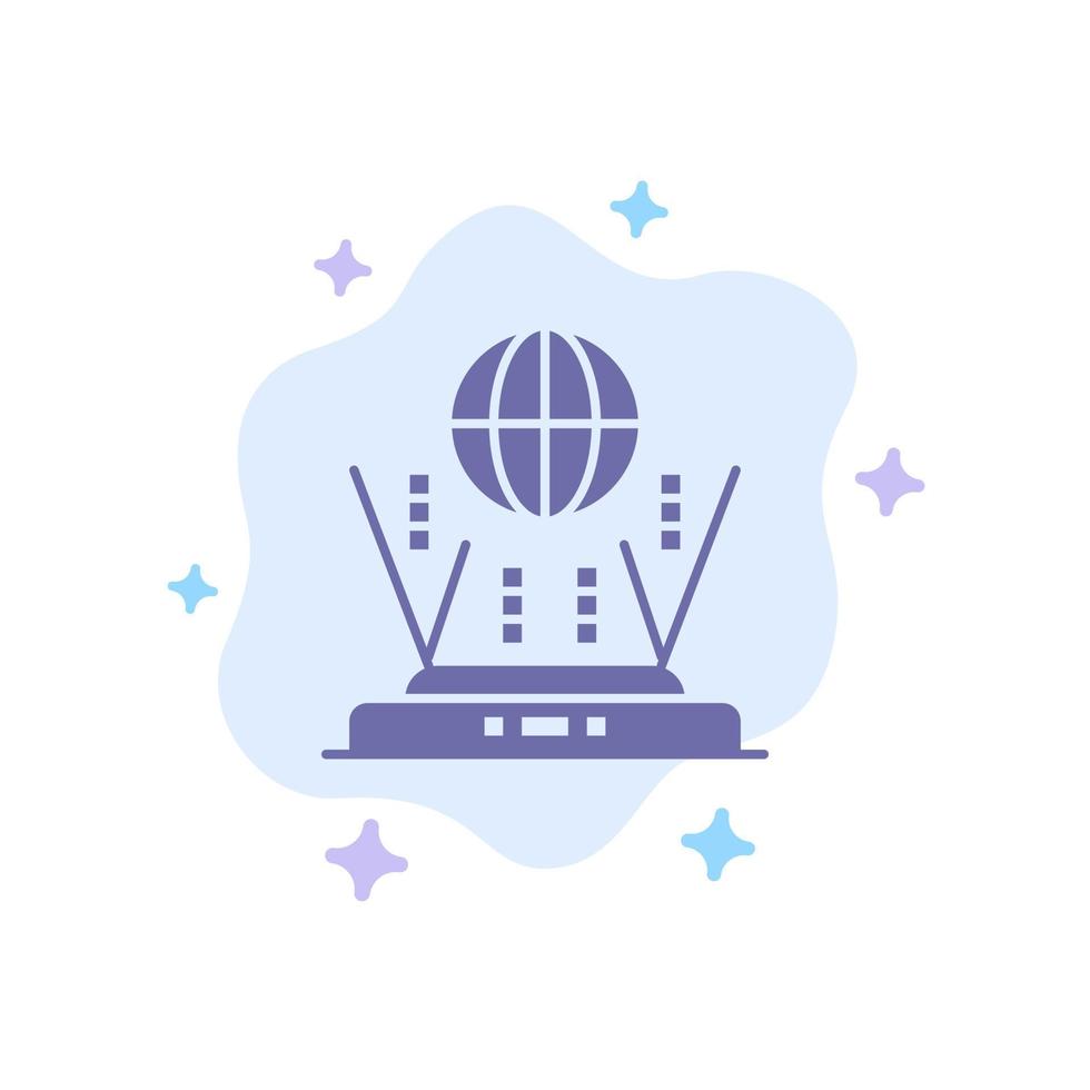 Internet Globe Router Connect Blue Icon on Abstract Cloud Background vector