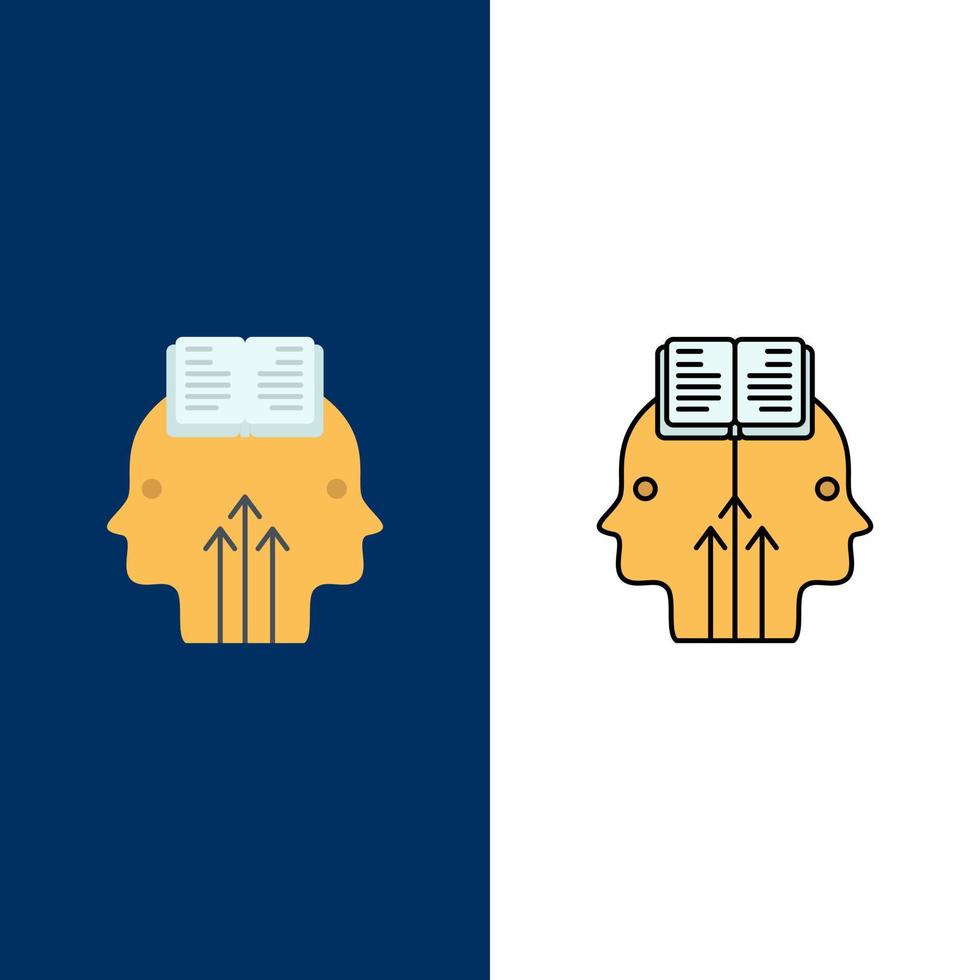 Mind Reading Programming Man  Icons Flat and Line Filled Icon Set Vector Blue Background