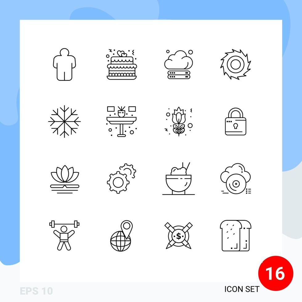 Set of 16 Vector Outlines on Grid for desk snow server frost blades Editable Vector Design Elements