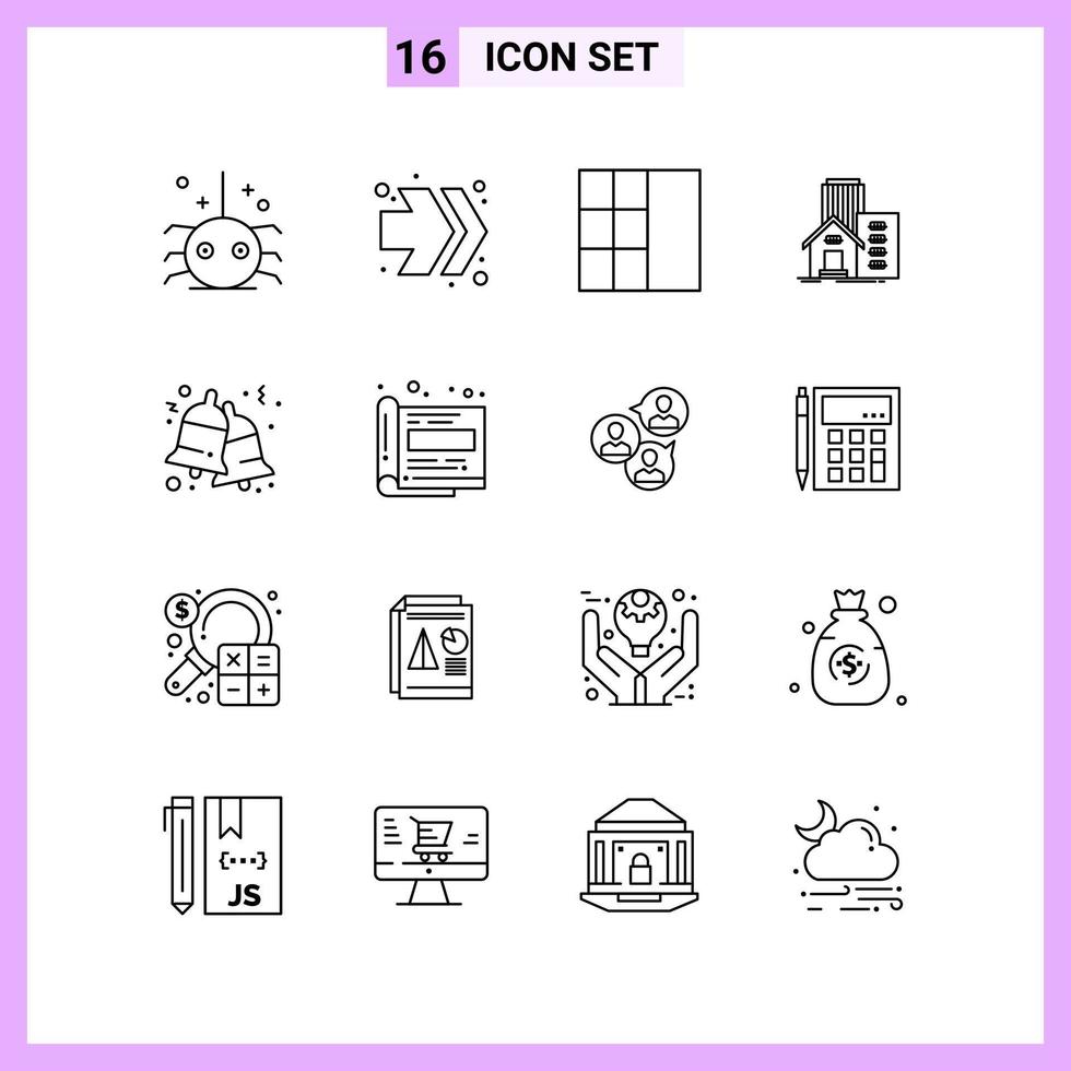 16 Icons in Line Style Outline Symbols on White Background Creative Vector Signs for Web mobile and Print