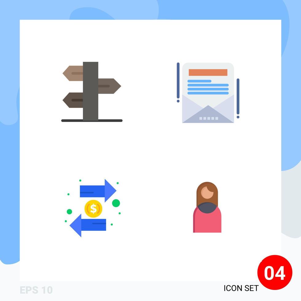 Mobile Interface Flat Icon Set of 4 Pictograms of christmas duty vacation email newsletter finance Editable Vector Design Elements