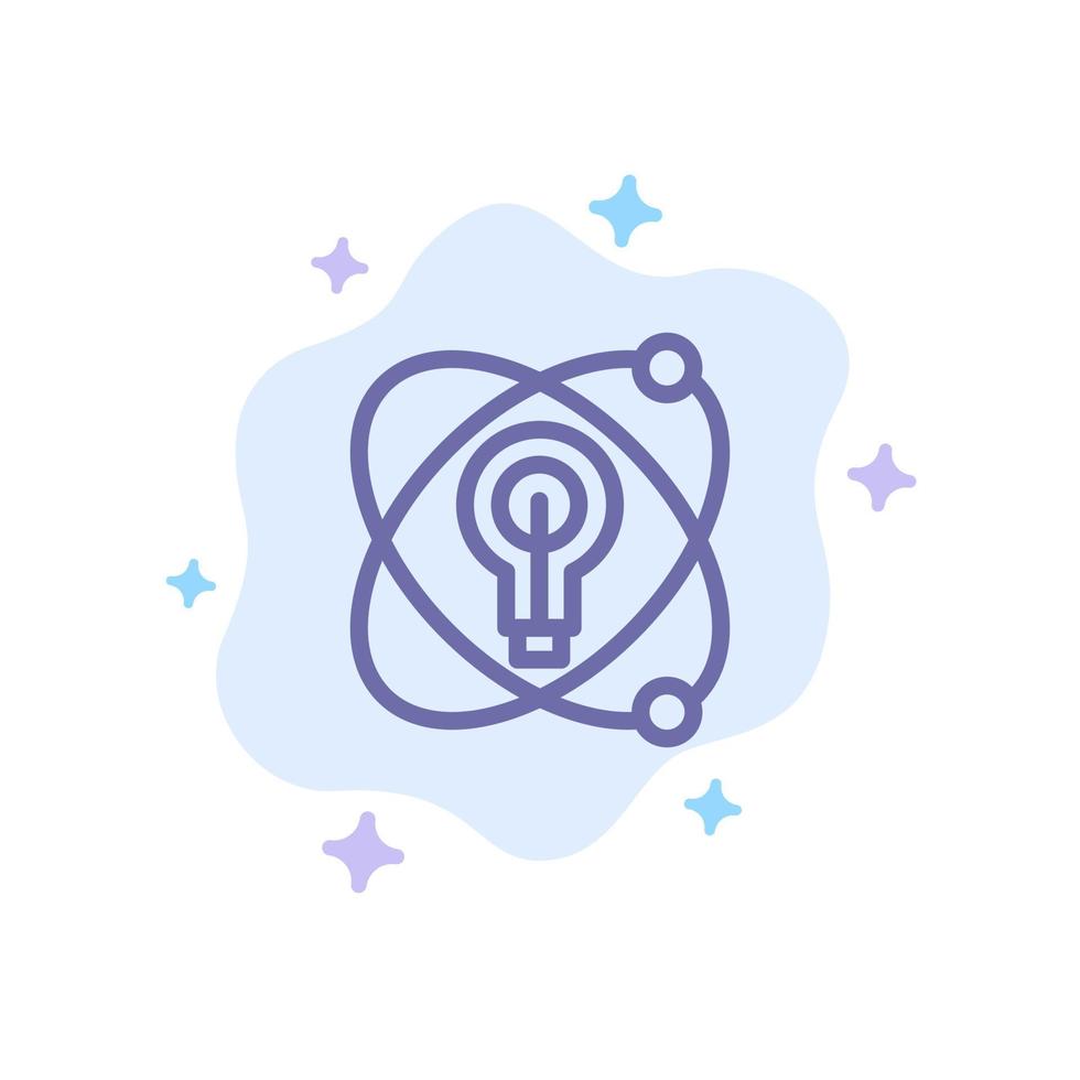Atom Education Nuclear Bulb Blue Icon on Abstract Cloud Background vector