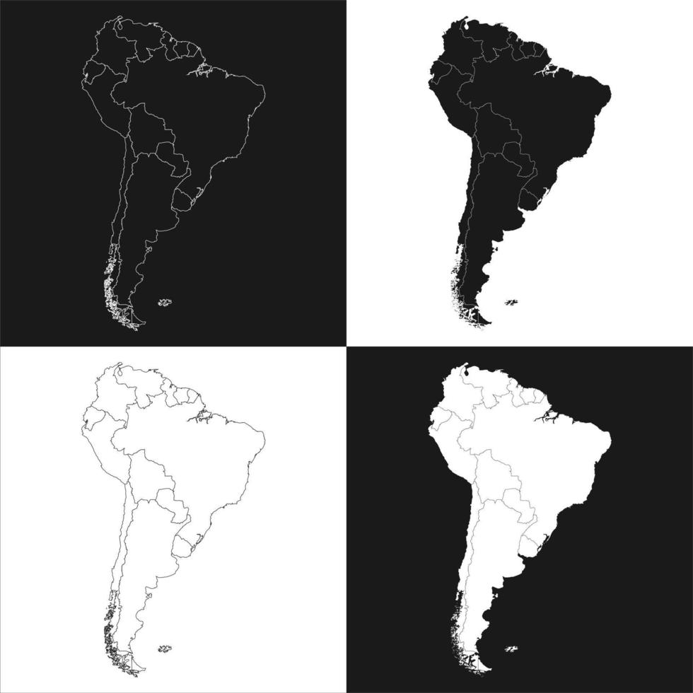 Map set of South America. Vector illustration.