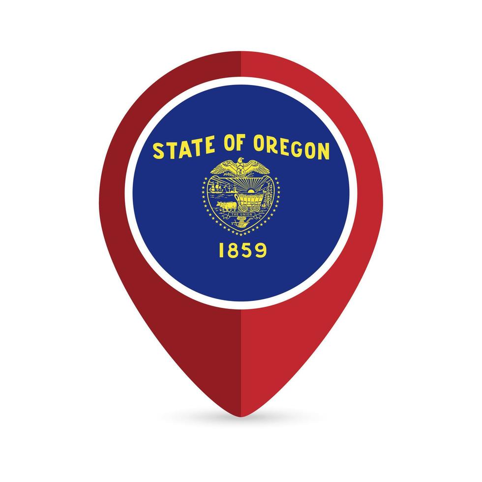 puntero del mapa con bandera del estado de oregon. ilustración vectorial vector