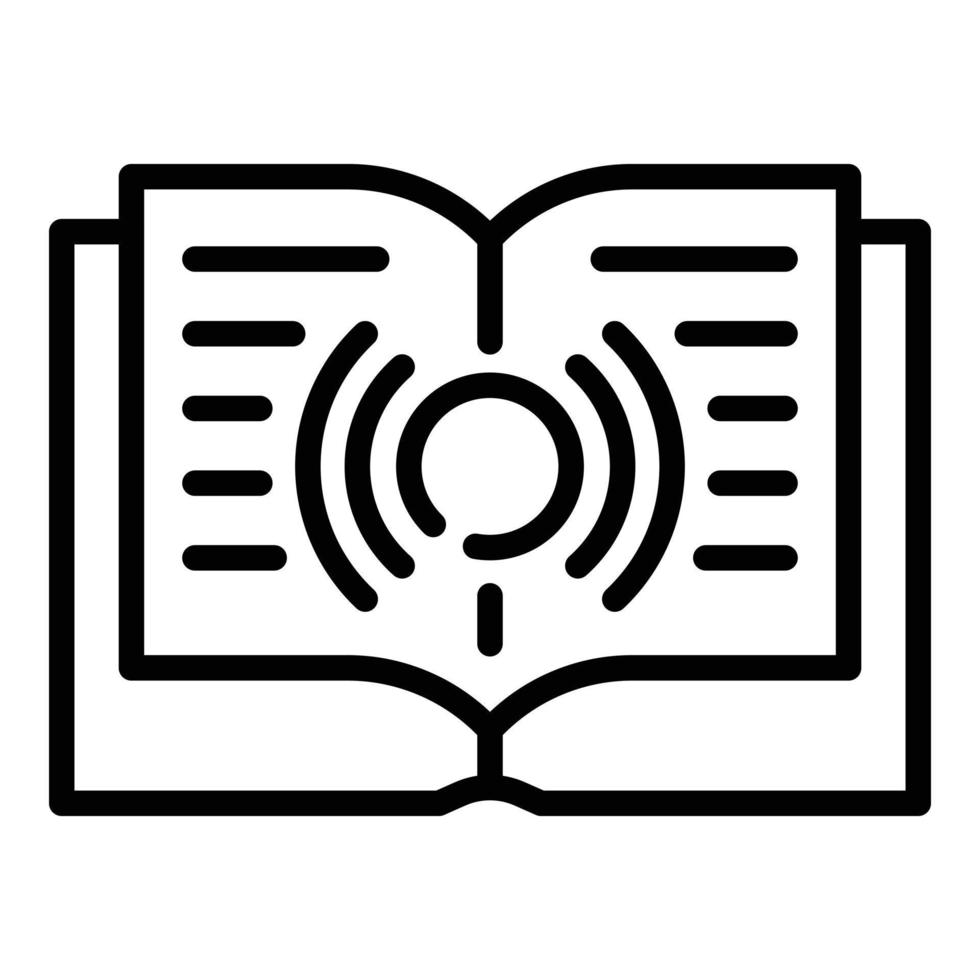 icono de libro electrónico inalámbrico, estilo de contorno vector