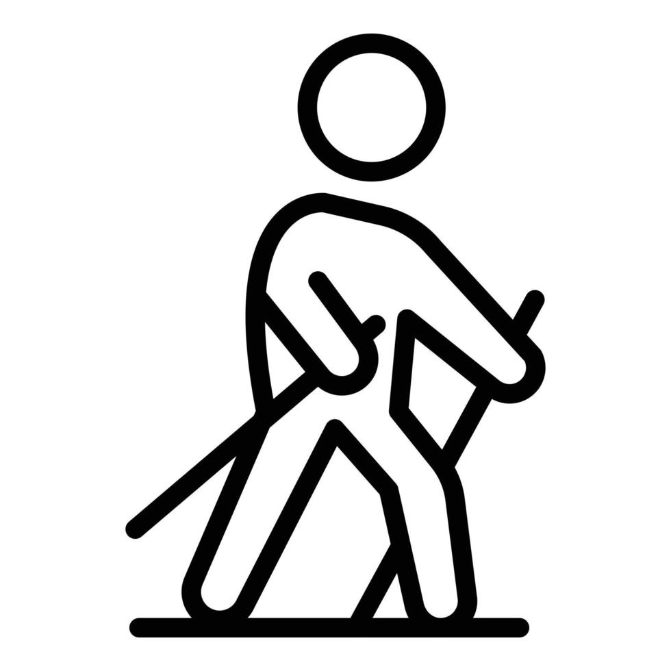Nordic walking icon, outline style vector