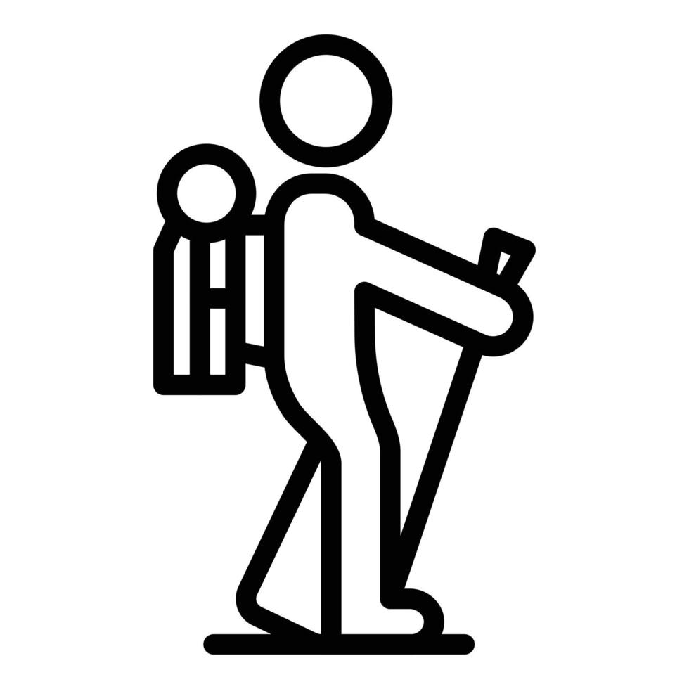 Backpack nordic walking icon, outline style vector