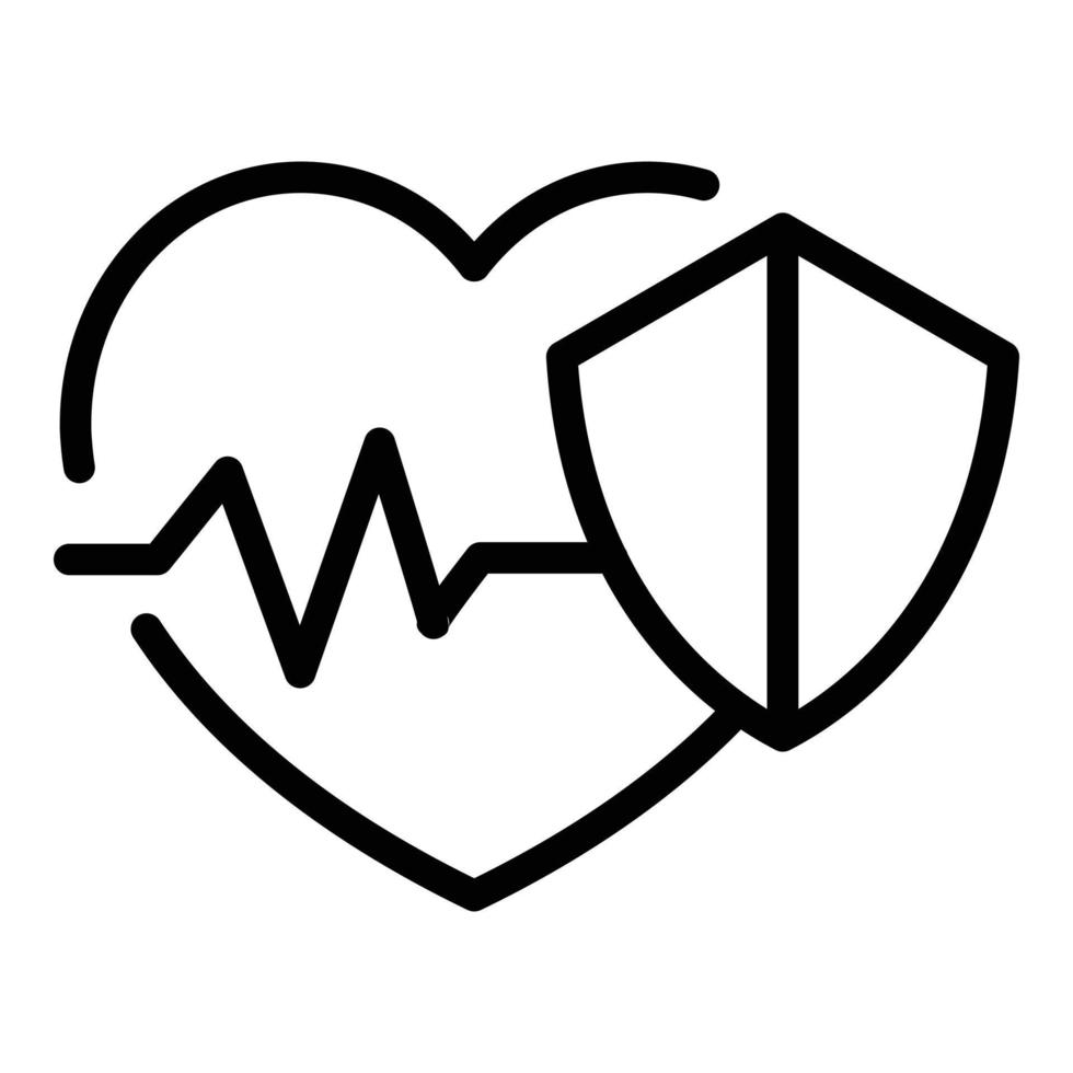 Protected heart rate icon, outline style vector