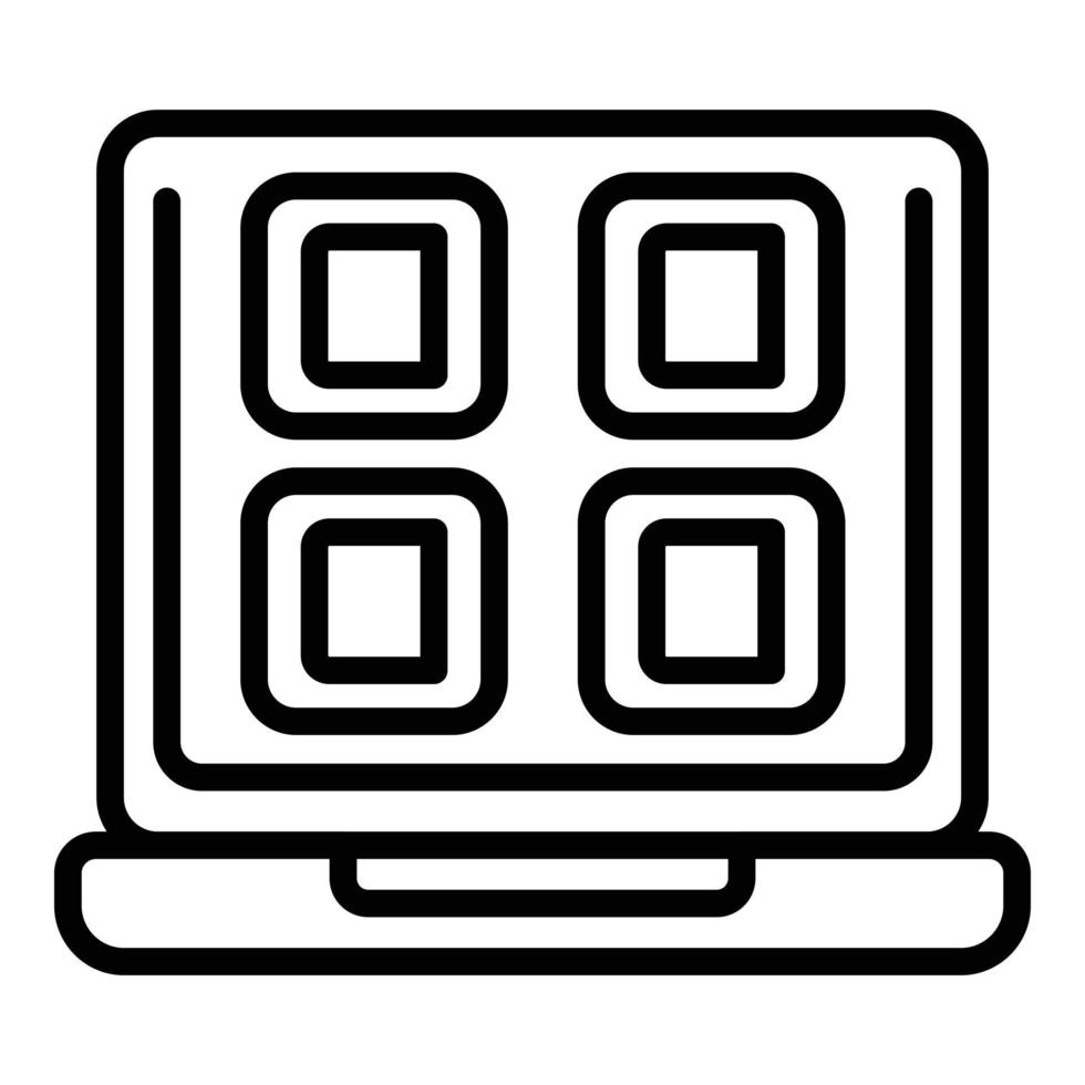 Laptop ebook icon, outline style vector