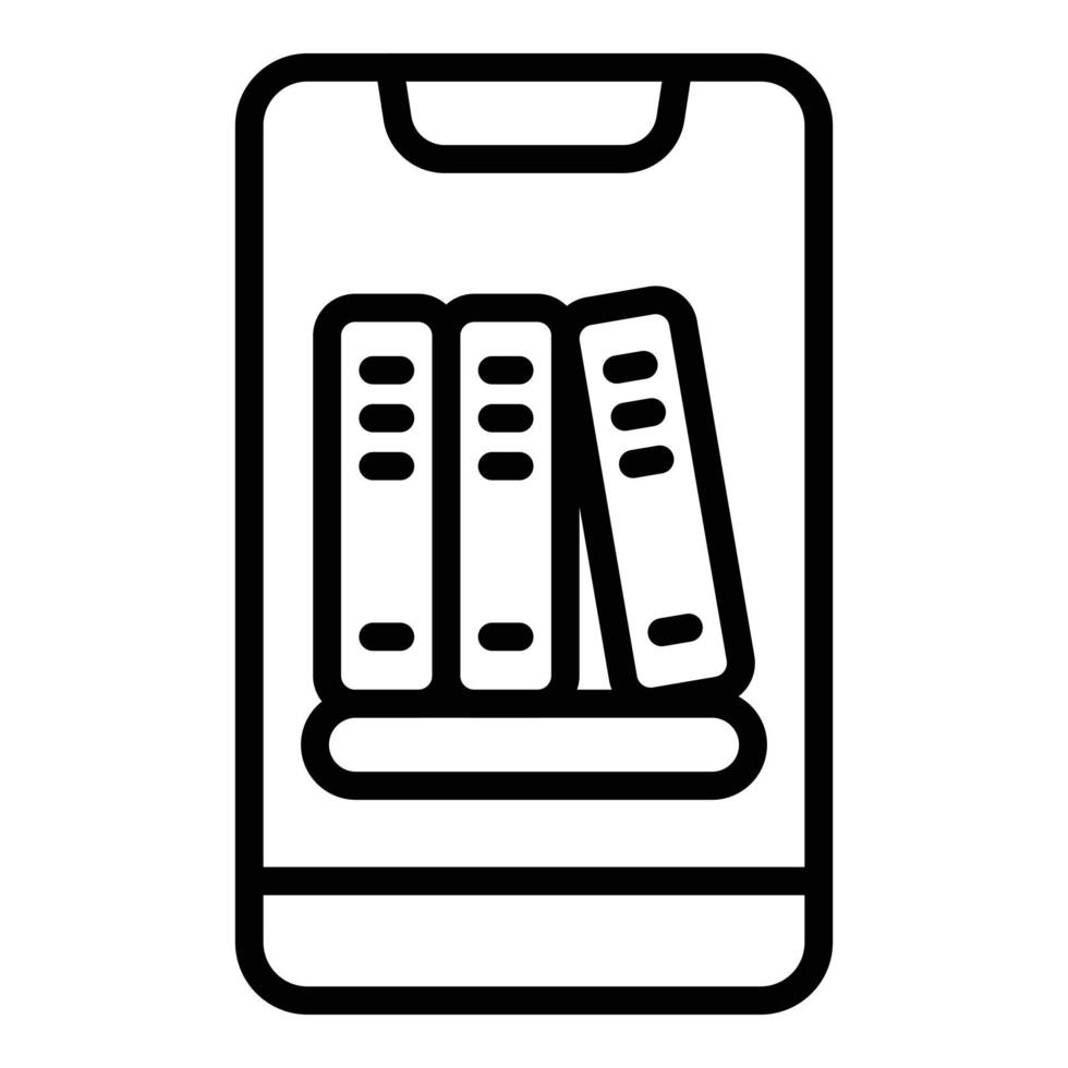 icono de lector de libros para smartphones, estilo de contorno vector