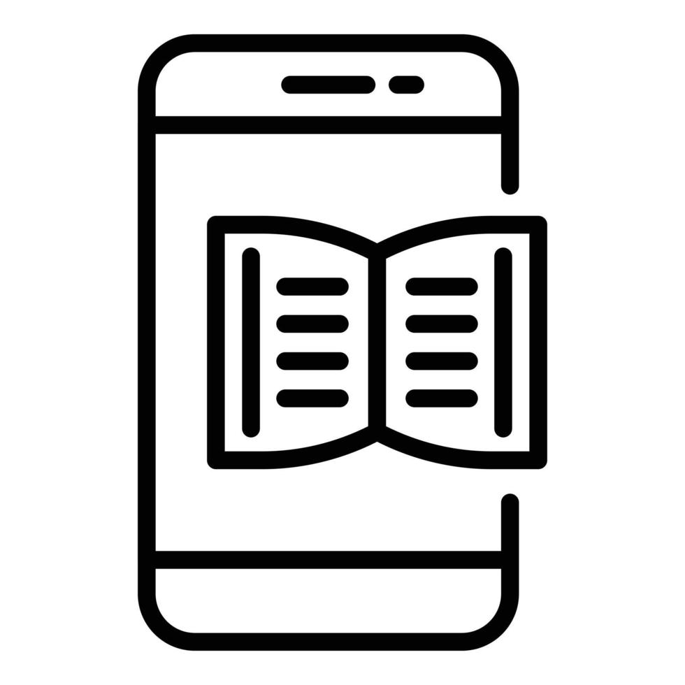 Smartphone book learning icon, outline style vector