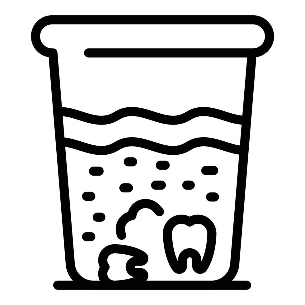 dientes en icono de enjuague, estilo de contorno vector