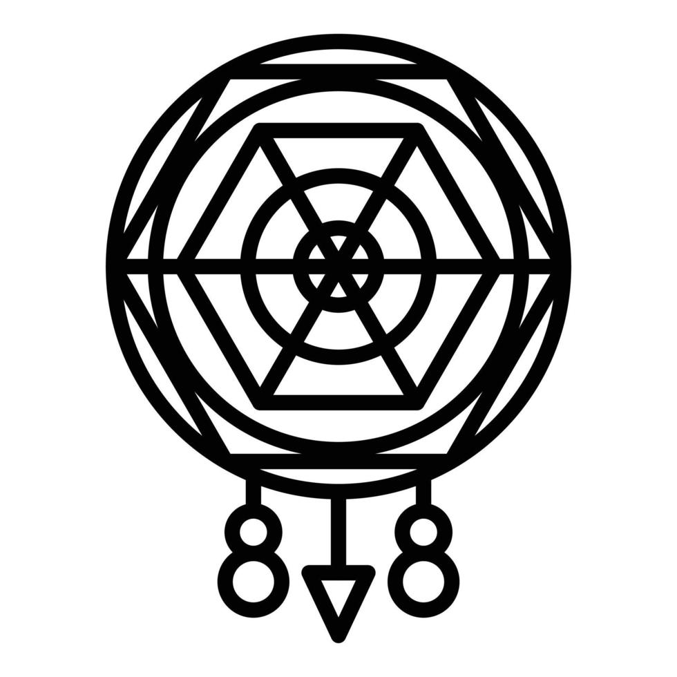 Ornament dream catcher icon, outline style vector