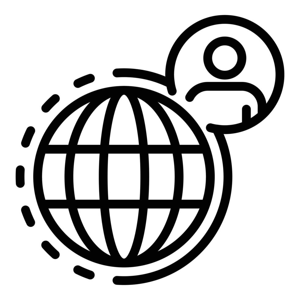 People global network icon, outline style vector