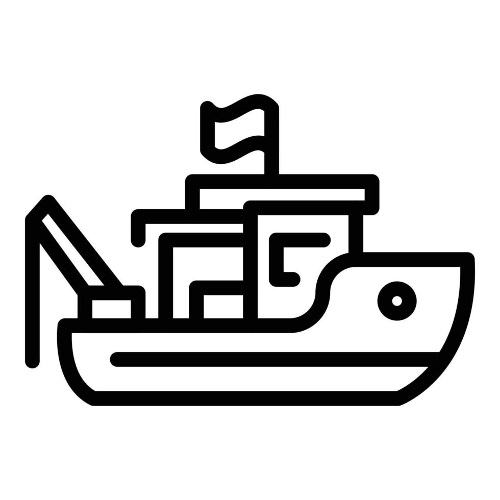 Ocean fishing boat icon, outline style vector