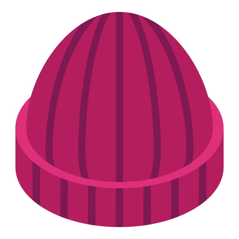 Knitted hat icon, isometric style vector