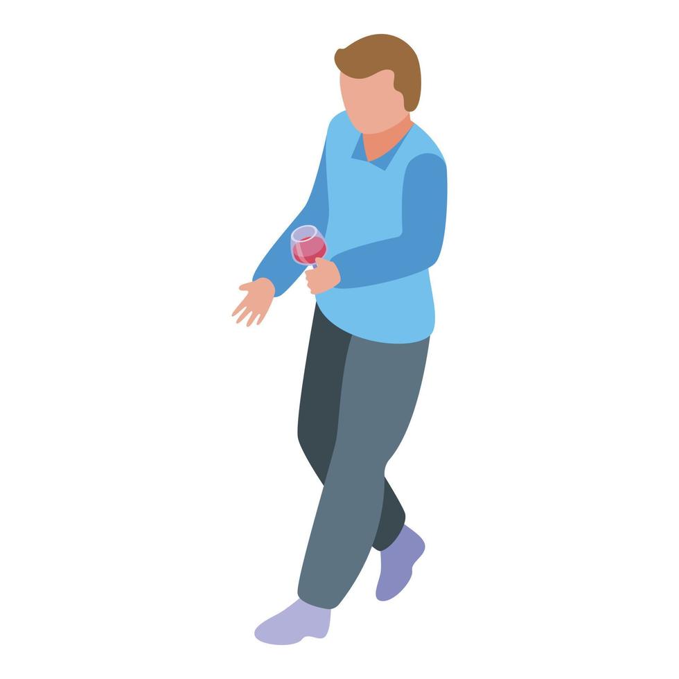 Wine careless person icon, isometric style vector