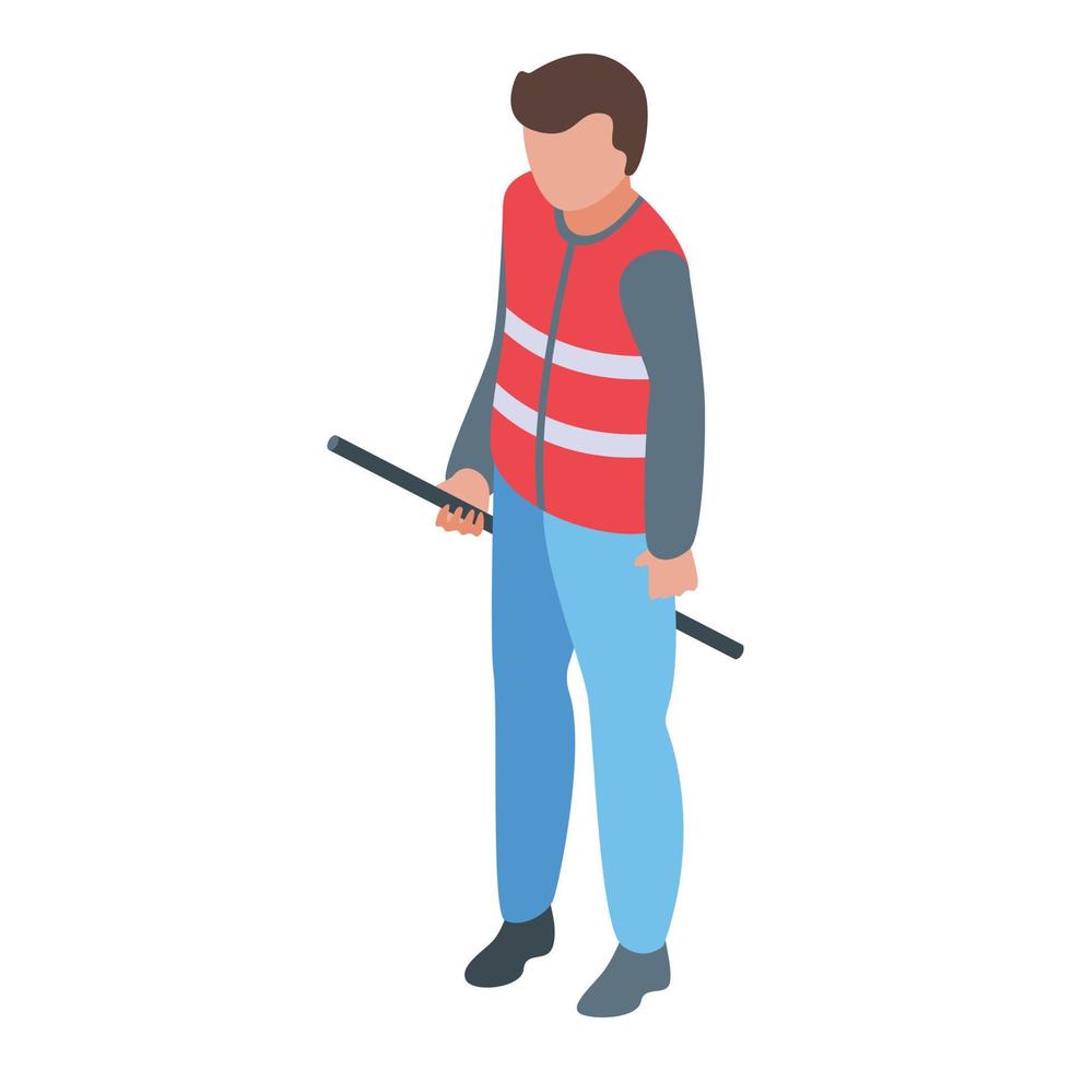 Railway worker icon, isometric style vector
