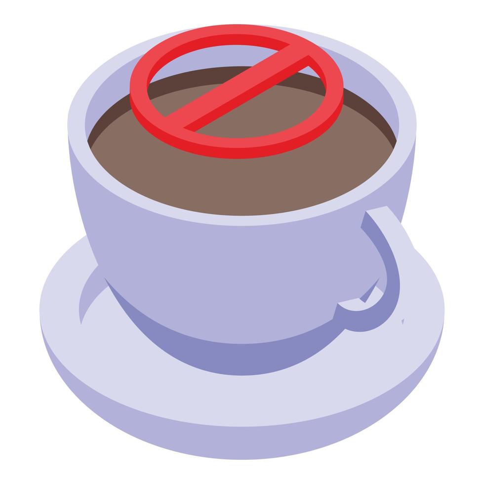 Decaffeinated coffee ceramic cup icon, isometric style vector