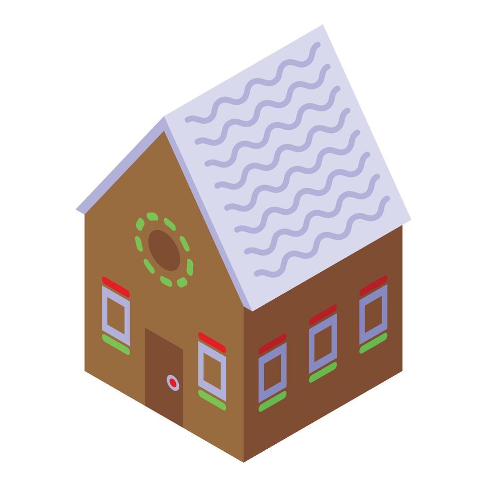 Homemade gingerbread house icon, isometric style vector